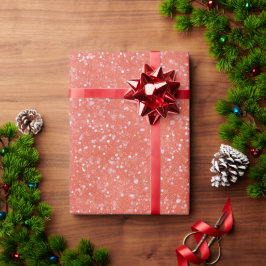 Papel De Presente Padrão de Brilho de Coral Vibrante com Glitter Bra