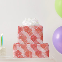 Papel De Presente Padrão de Brilho de Coral Vibrante com Glitter Bra