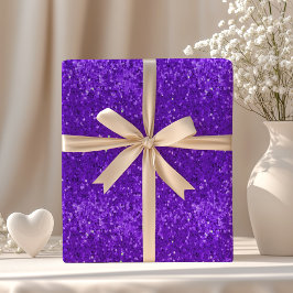 Papel De Presente Padrão de Brilho Falso Glam Roxo Profundo