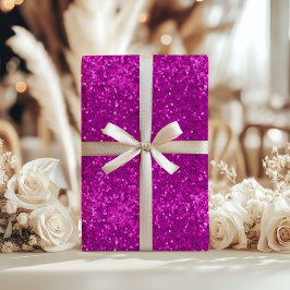 Papel De Presente Padrão de Brilho Falso Rosa Profundo Glam
