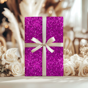 Papel De Presente Padrão de Brilho Falso Rosa Profundo Glam