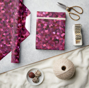 Papel De Presente Padrão de Brilho Magenta Vibrante com Glitter Rosa