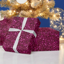Papel De Presente Padrão de Brilho Magenta Vibrante Glitter Rosa