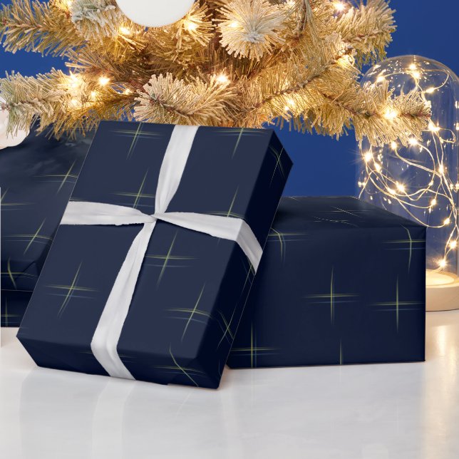 Papel De Presente Padrão de Brilho no Azul Marinho (Feriados)