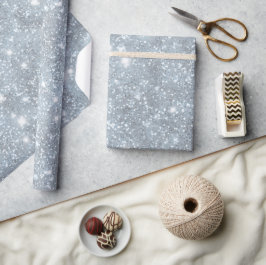 Papel De Presente Padrão de Brilho Prata Congelante Branco Congelado