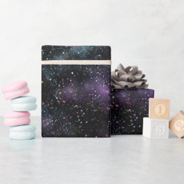 Papel De Presente Padrão de Brilho Preto Misto Galáxia Cósmica