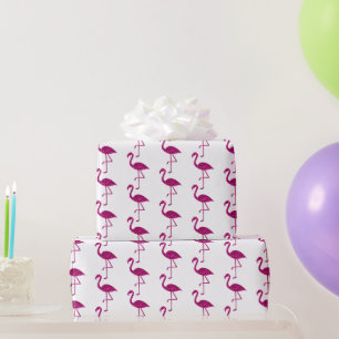 Papel De Presente Padrão de brilho rosa de flamingo cintilante branc