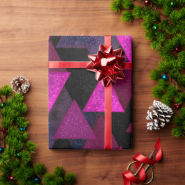 Papel De Presente Padrão de Brilho Rosa Elétrico Neon com Glitter Pr