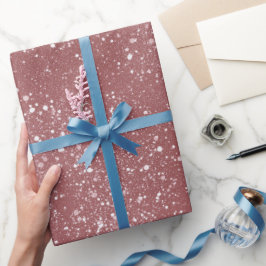 Papel De Presente Padrão de Brilho Rosa Empoeirado Romântico Branco