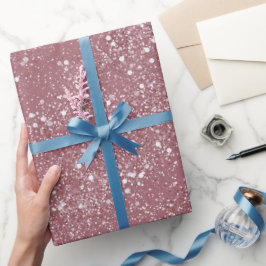 Papel De Presente Padrão de Brilho Rosa Empoeirado Romântico Branco