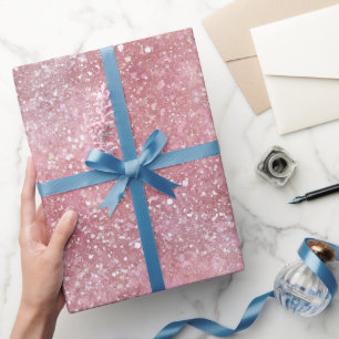 Papel De Presente Padrão de Brilho Rosa Feminino Chic