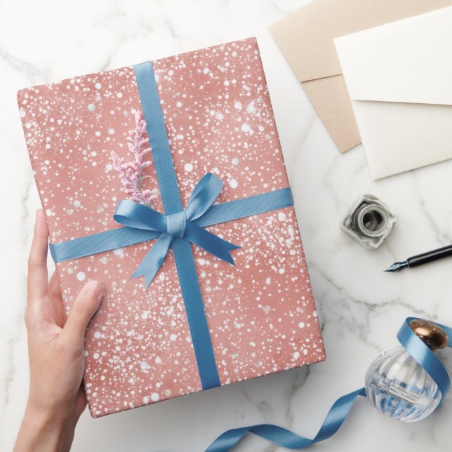 Papel De Presente Padrão de Brilho Rosa Feminino Chic (Presentear)