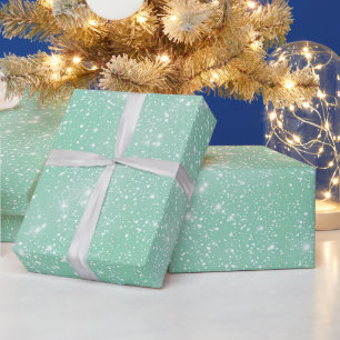 Papel De Presente Padrão de Brilho Verde Hortelã Fresco Branco
