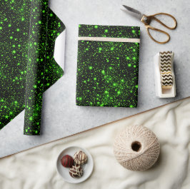 Papel De Presente Padrão de Brilho Verde Neon Elétrico Preto