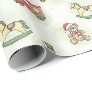 Papel De Presente Padrão de Brinquedo de Natal Antigo Balanço Fest