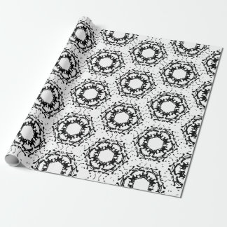 Papel De Presente Padrão de Brocade Preto e Branco