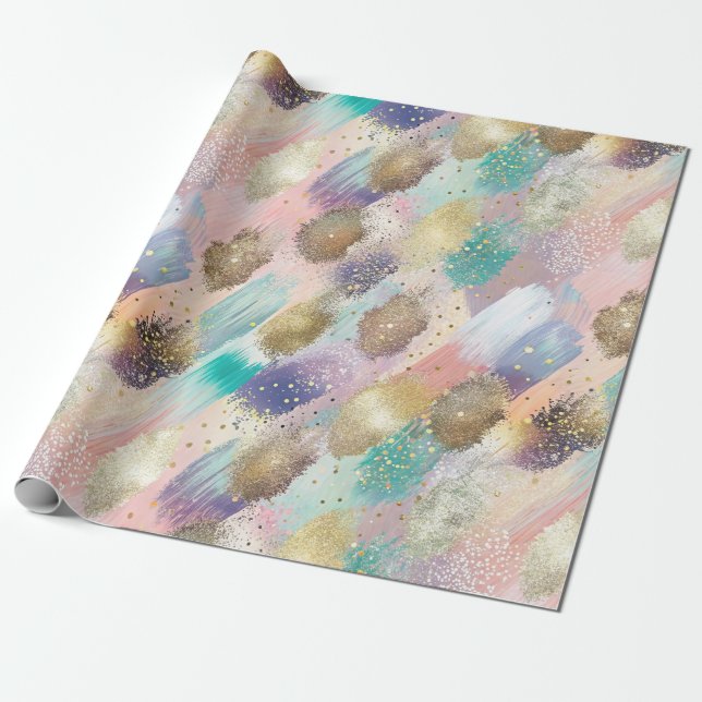 Papel De Presente Padrão de Brucela Diagonal Vibrante (Desenrolado)