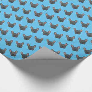 Papel De Presente Padrão de Bulldog Francês Azul