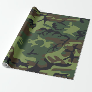 Papel De Presente Padrão de Caça à Camo Militar Florestal Verde