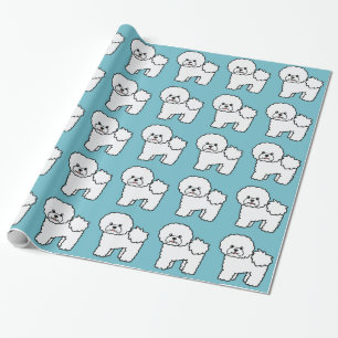 Papel De Presente Padrão De Cachorro Bichon Frise Em Azul