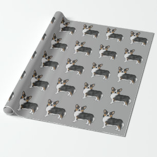 Papel De Presente Padrão de Cachorro Black Tricolor Pembroke Welsh C