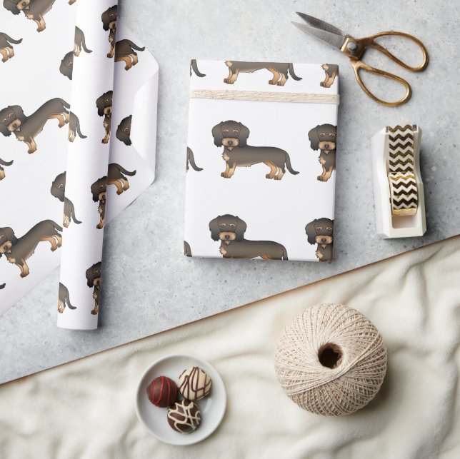 Papel De Presente Padrão de cachorro Dachshund de pelo áspero de jav (Artesanato)