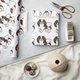Papel De Presente Padrão De Cachorro De Bico Castanho E Branco Japon