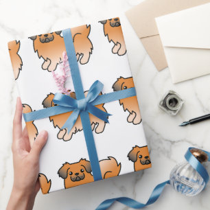 Papel De Presente Padrão de Cachorro de Cartoon Cortês Cortês Vermel