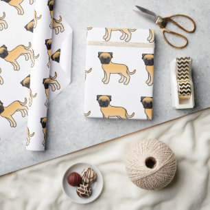 Papel De Presente Padrão de Cachorro de Cartoon Cortês de Bullmastif