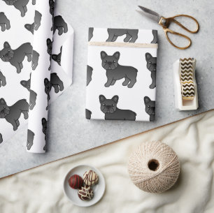 Papel De Presente Padrão de Cachorro de Cartoon em Branco