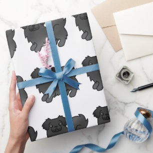 Papel De Presente Padrão de Cachorro de Cartoon Negro do Espanhol Ti