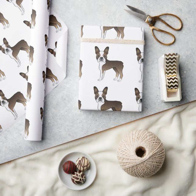 Papel De Presente Padrão de cachorro de desenho animado fofo do Bost (Artesanato)