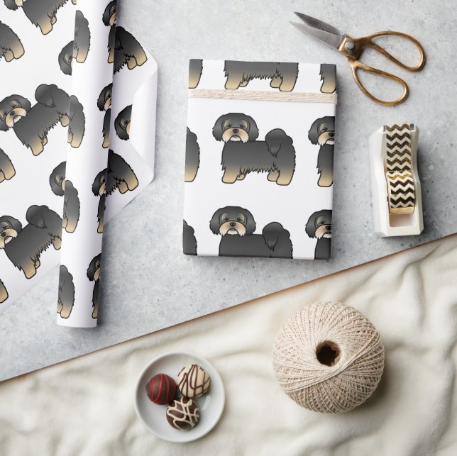 Papel De Presente Padrão de cachorro de desenho animado fofo Lhasa A (Artesanato)