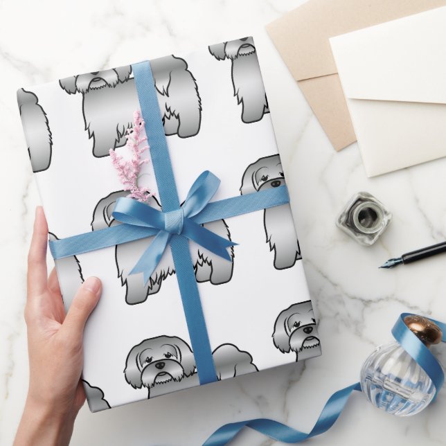 Papel De Presente Padrão de cachorro de desenho animado fofo Lhasa A (Presentear)