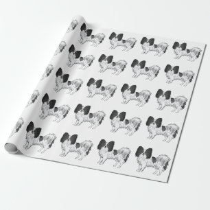 Papel De Presente Padrão de Cachorro de Desenho Animado Fofo Papillo