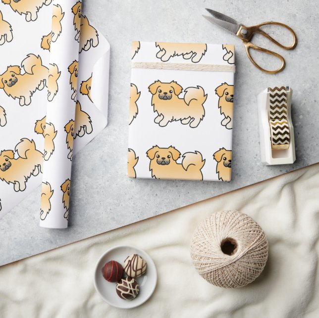 Papel De Presente Padrão de Cachorro de Desenho Animado Fofo Spaniel (Artesanato)