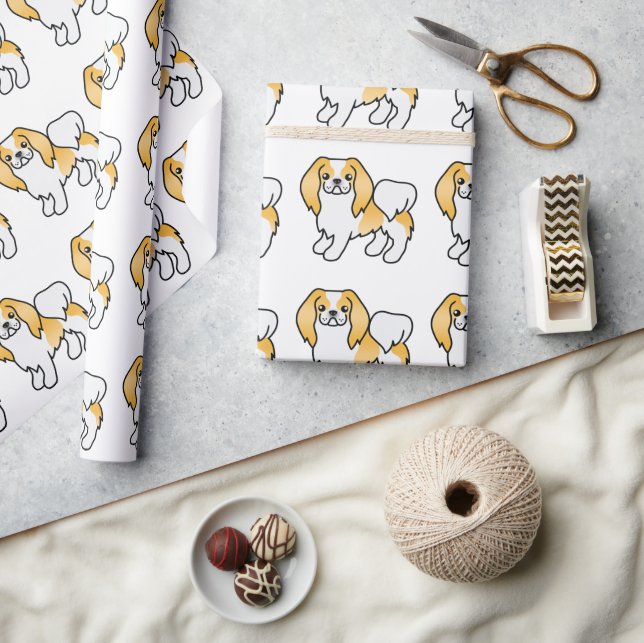 Papel De Presente Padrão de cachorro de desenho animado Japonês Chin (Artesanato)