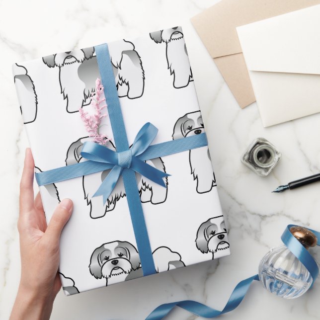 Papel De Presente Padrão de cachorro de desenho animado Lhasa Apso p (Presentear)