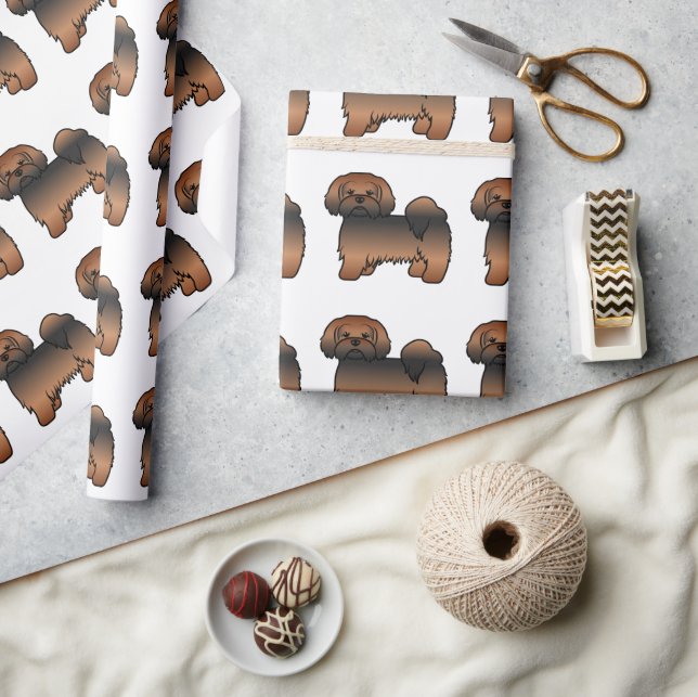 Papel De Presente Padrão de cachorro de desenho animado Lhasa Apso S (Artesanato)