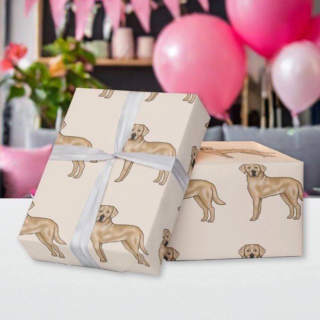 Papel De Presente Padrão de Cachorro de Labrador Amarelo Retriever C (Criador carregado)