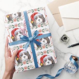 Papel De Presente Padrão de Cachorro do Rei do Natal Charles Spaniel