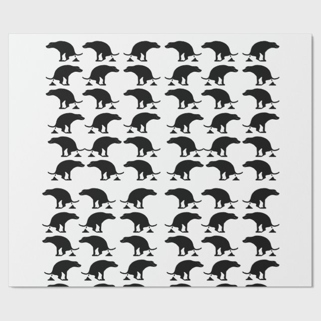 Papel De Presente Padrão de cachorro fazendo cocô engraçado (Aberto)