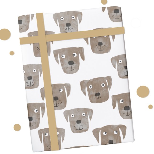 Papel De Presente Padrão de Cachorro Labrador de Chocolate Bonito (Chocolate labrador retriever dog watercolor pattern wrapping paper roll)