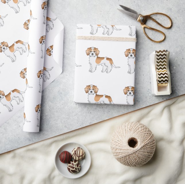 Papel De Presente Padrão de cachorro Mini Goldendoodle com cores par (Artesanato)