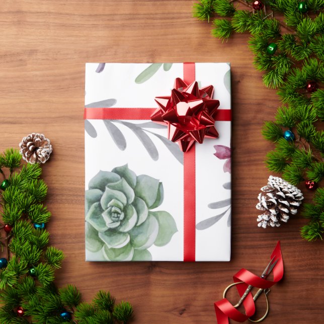 Papel De Presente Padrão de Cacto (Presente de Natal)