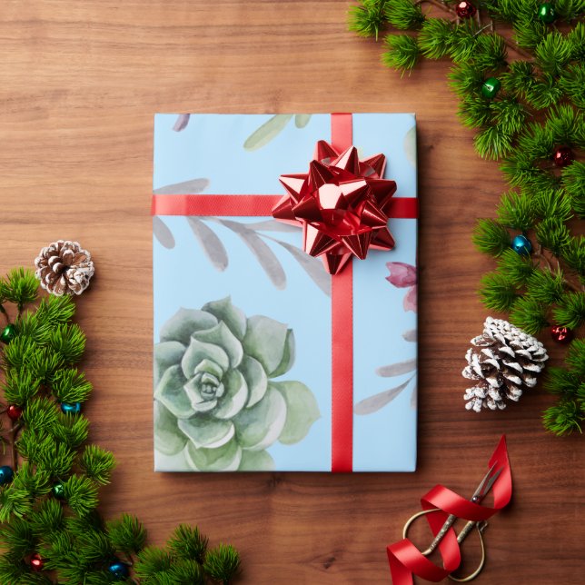 Papel De Presente Padrão de Cacto 10 (Presente de Natal)