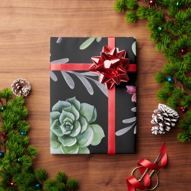 Papel De Presente Padrão de Cacto 2 (Presente de Natal)