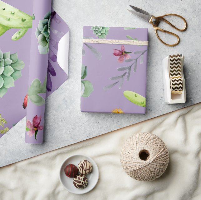 Papel De Presente Padrão de Cacto 7 (Artesanato)