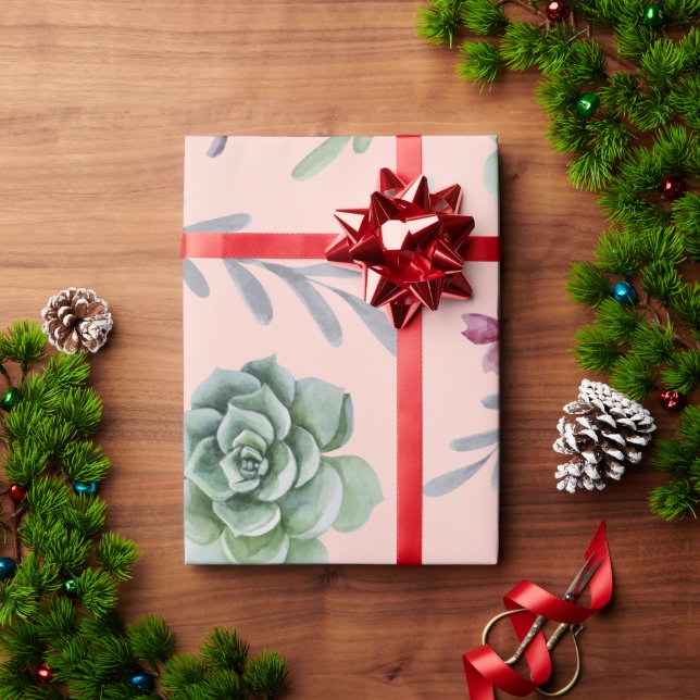 Papel De Presente Padrão de Cacto 8 (Presente de Natal)