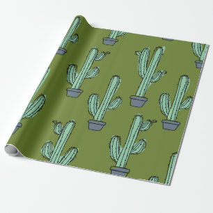 Papel De Presente Padrão de cacto desenhado à mão